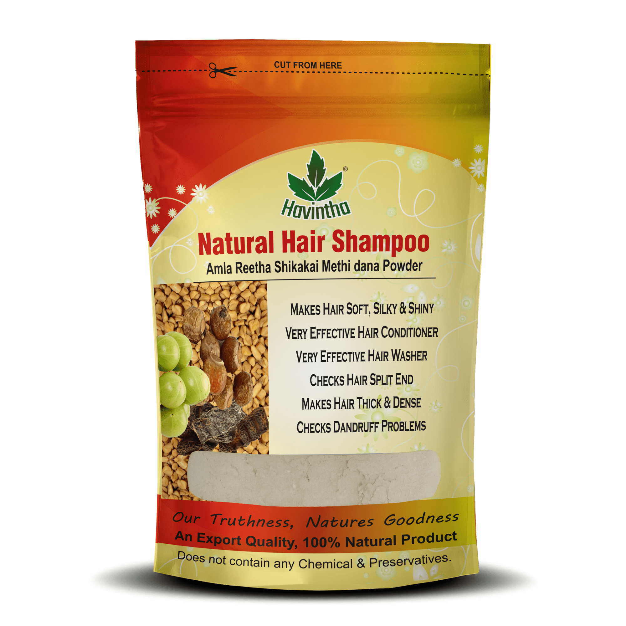 Natural Hair Shampoo With Amla, Reetha, Shikakai And Methi Dana – 227 Grams  – Ritika Creations