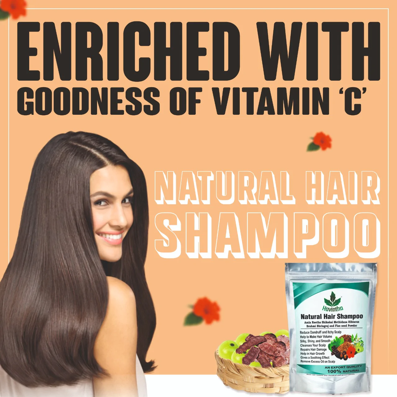 Natural Shampoo For Hair With Amla Reetha Shikakai Methidana Hibiscus  Bhringraj Brahmi And Flax Seed Powder, 227gm – Ritika Creations